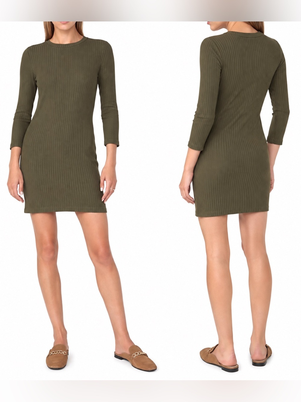 Sanctuary Olive Green Rider Ribbed Mini Dress Size M